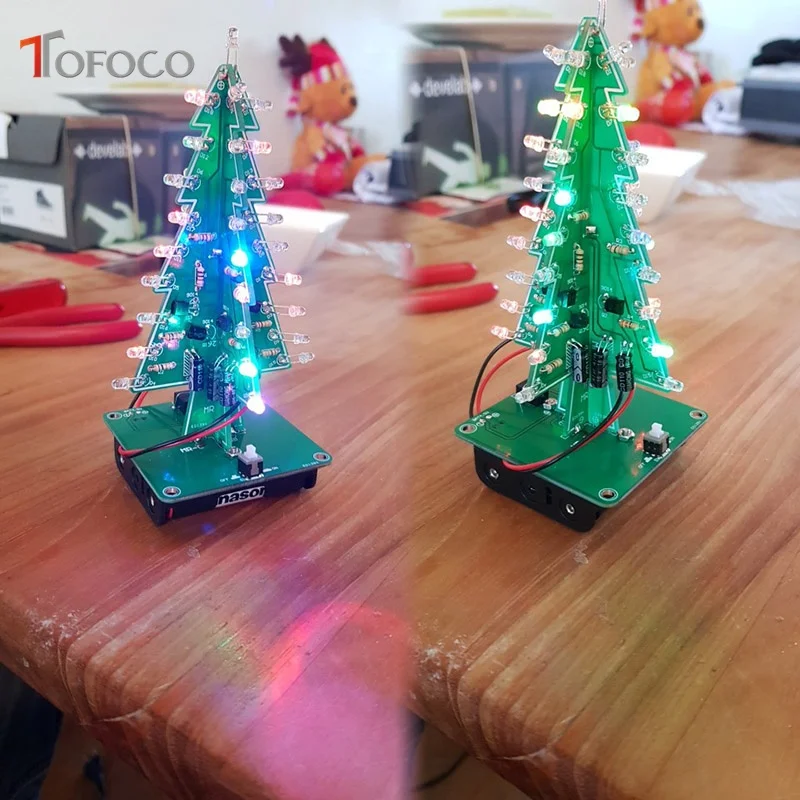 TOFOCO 1 комплект 3D Рождественская елка электронный светодиодный DIY комплект светодиодный Вспышка комплект набор для развлечения Рождественский подарок