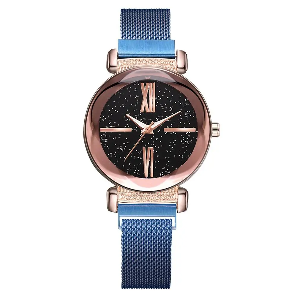 

Diamond fashion women starry watches magnet strap simple point scale stainless steel quartz watch female watches hours