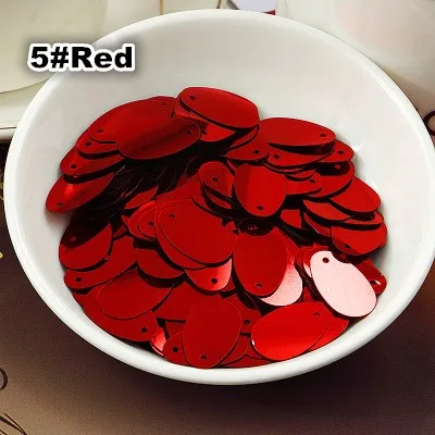 400pcs/lot 12*20mm Large Oval Egg Shape Sequins PVC Sequin Flat With Side Hole Belly Dance Garment Women Accessory Red Confetti