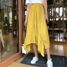 Для женщин плиссированная юбка однотонный конфетный цвет, свободная удобная юбка Дамская мода Летнее Длинное повседневное юбка Новое поступление# G8