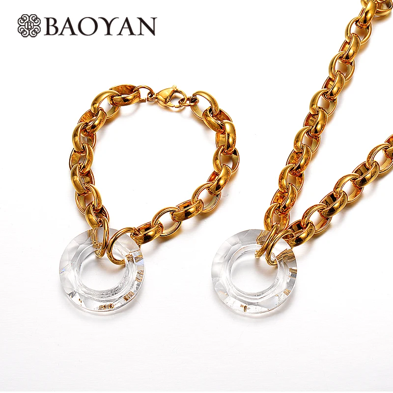 Baoyan 316L Stainless Steel Jewelry Gold COLOR Big Heavy Necklace