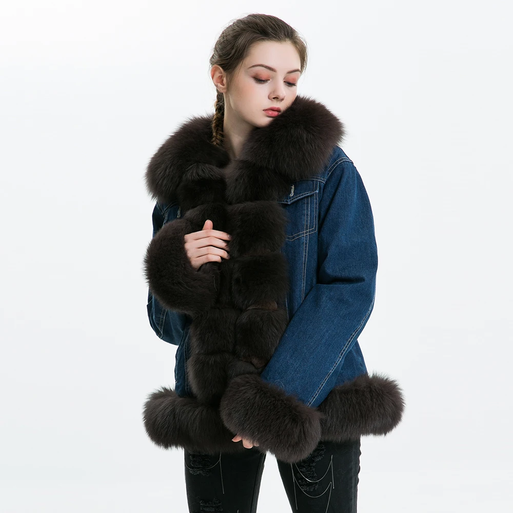 Real Fur Parka 2018 Winter Jacket Women Real Fur Coat Genuine Rabbit Fur Parkas Fashionable Natural Raccoon Fur Collar Parka