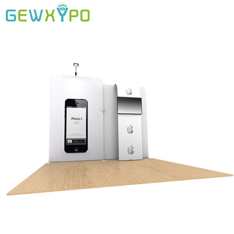 3 متر * 3 متر بوث حجم المحمولة الإعلان التوتر نسيج راية خلفية عرض مع جانب واحد الطباعة و التلفزيون حامل (تشمل ضوء)