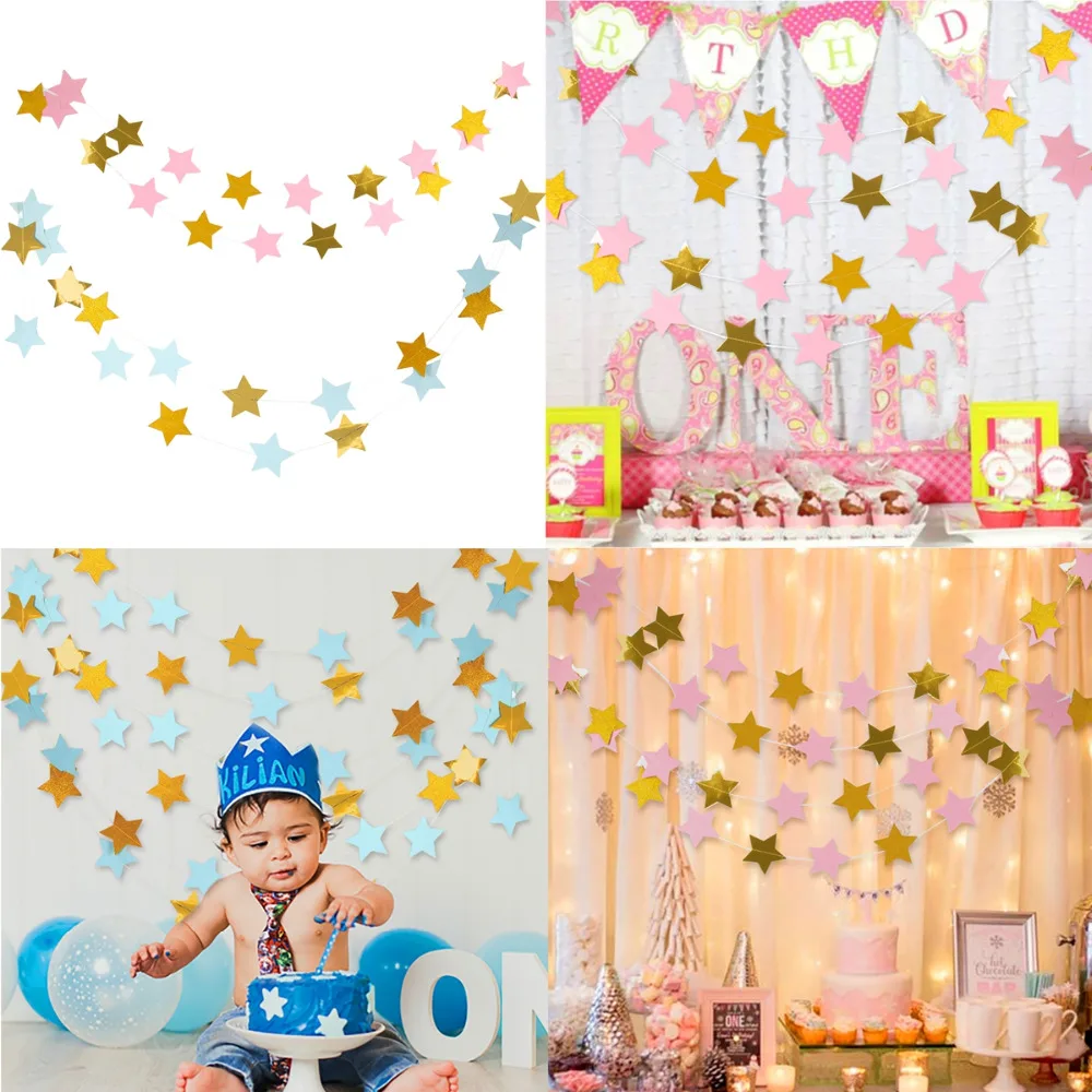 QIFU бумажный Звездный Декор-баннер на день рождения, свадьбу, Золотой флаг, баннер, настенные украшения, для гостиной, для детской вечеринки, вечерние принадлежности