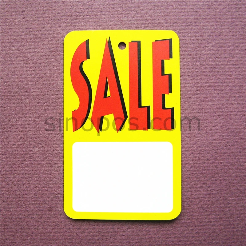 

45x73mm Unstrung Sale Price Tag, square garment packaging label gift hang tag sale printed, promotional paper card ticket sign