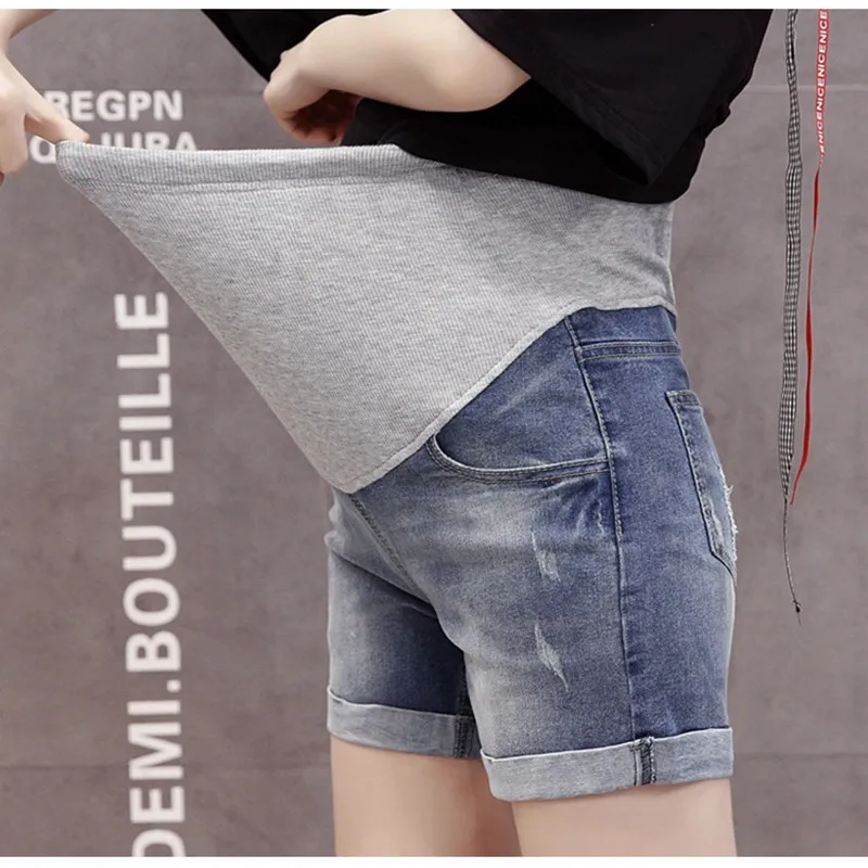 MODENGYUNMA Jeans Maternity Denim Summer Shorts For Pregnant Women Gravidas Clothing Pregnant Clothes Elastic Abdominal Pants