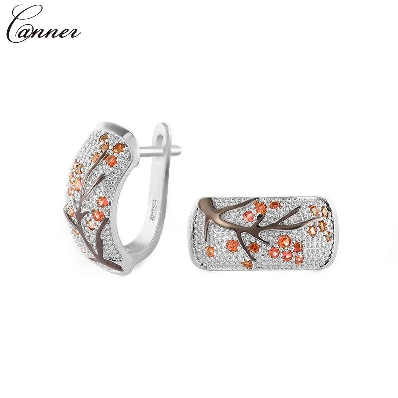 Micro Zircon Clip On Earrings for Women Exquisite Tree Branch Flower Earrings 2019 Silver Color Earings Female Jewelry Gifts Q45