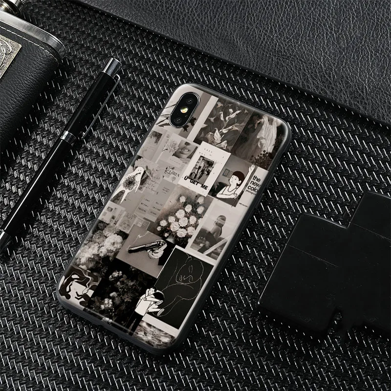 

Black Ins Style Fashion Collage Soft Silicone TPU Phone Case Cover For Apple iPhone 5 5s Se 6 6s 7 8 Plus X XR XS MAX