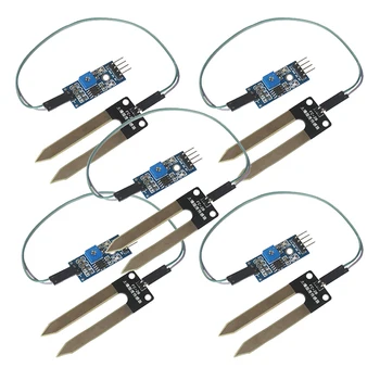 

HFES 5 pcs Soil Humidity Hygrometer Moisture Detection Sensor Module for Arduino with Dupont Cable