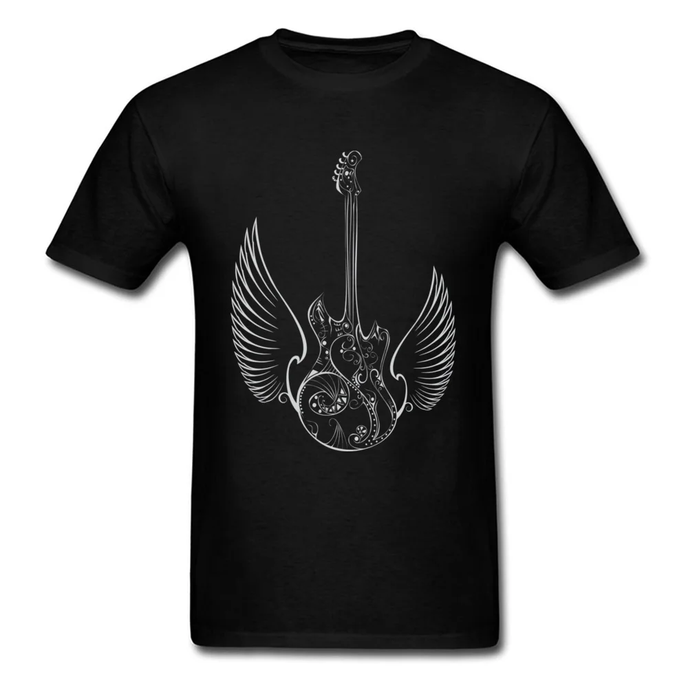 Round Collar Love Music Guitar Wings 100% Cotton Men T-Shirt Casual Short Sleeve Tops Tees Discount Casual Tops & Tees Love Music Guitar Wings black