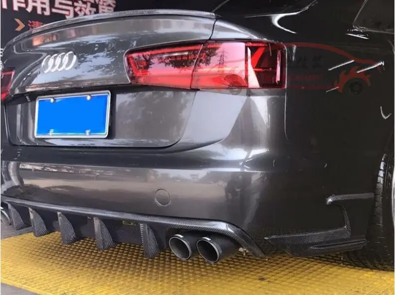 

Carbon fiber Rear Bumper Lip Spoiler Diffuser Cover For AUDI A6 S6 C7 2012 2013 2014 2015 BY EMS