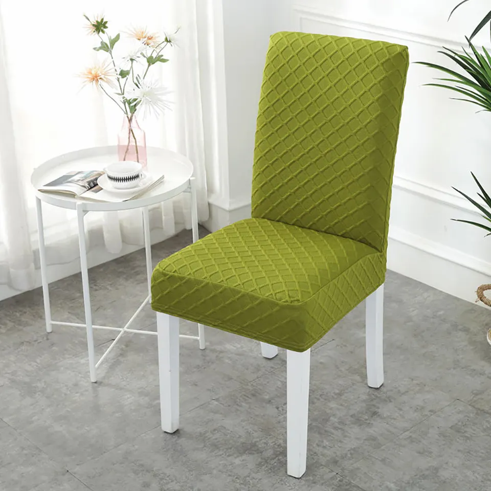 Double-layer Fabric Elastic Chair Cover For Kitchen/Wedding Stretch Chair Covers Spandex Dining Room Chair Cover With Back - Цвет: green