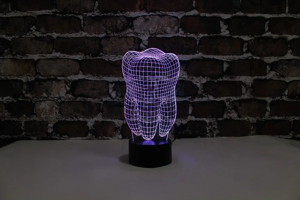YJM-2874, 3D светодиодный цветной зуб, напоминаем вашим детям сделать капа, стол или кровать лампа с сенсорным управлением