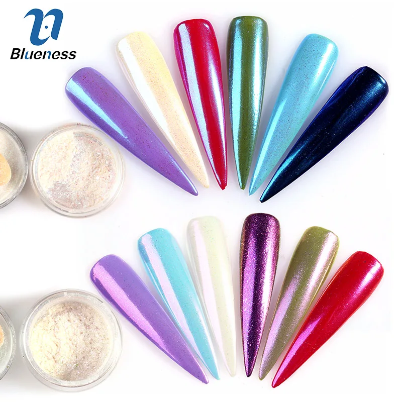 Blueness 0.2g/Box Chameleon Neon Laser Glitter Nail Mirror Powder Chrome Pigment Manicure DIY Nails Art Decorations Dust | Красота и