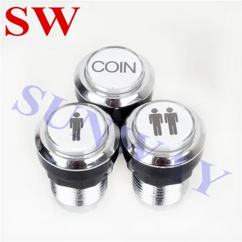 

16PCS CHROME Silver Plated 12v illuminated LED Arcade Push Button With MicroSwitch 1Player 2player Coin Start Button