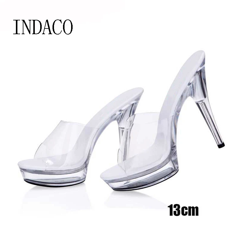 Прозрачный Босоножки на платформе и высоких каблуках тапочки Сексуальная Для женщин летние Обувь ПВХ Водонепроницаемый прозрачная обувь х...