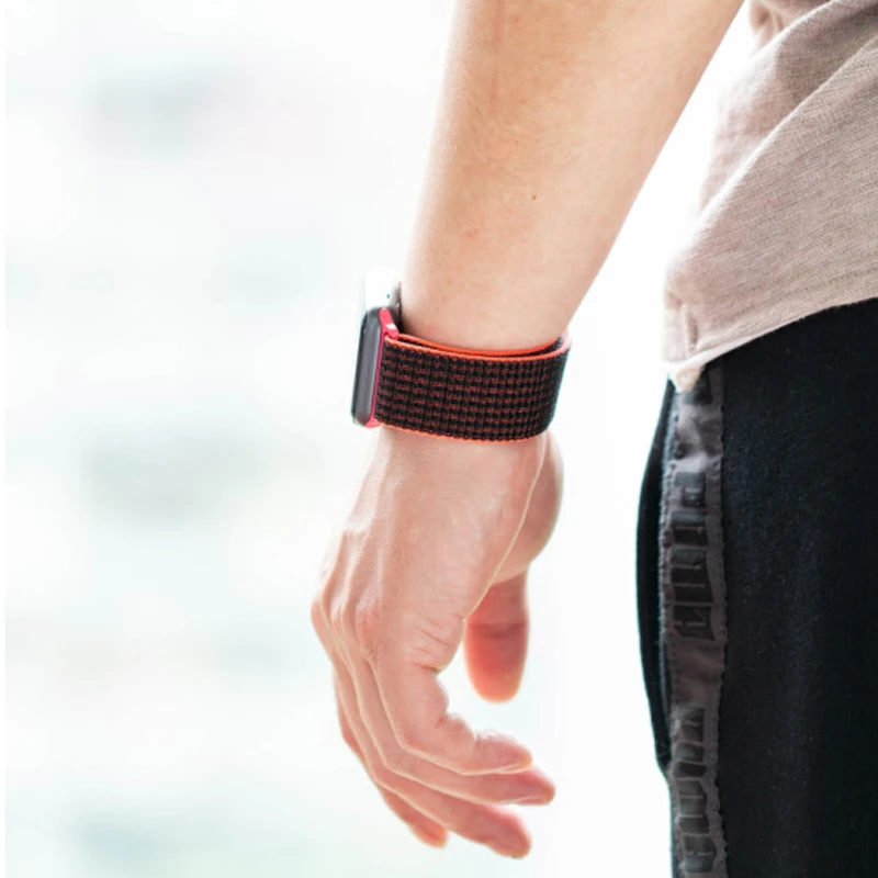 Спортивная петля ремешок для apple watch band 44 мм 42 нейлоновый переплет мягкий браслет