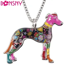 Bonsny Maxi эффектное металлическое сплав galgos собака породы борзая Ювелирные изделия Чокер Эмаль ожерелье цепочка Воротник Подвеска Мода для женщин