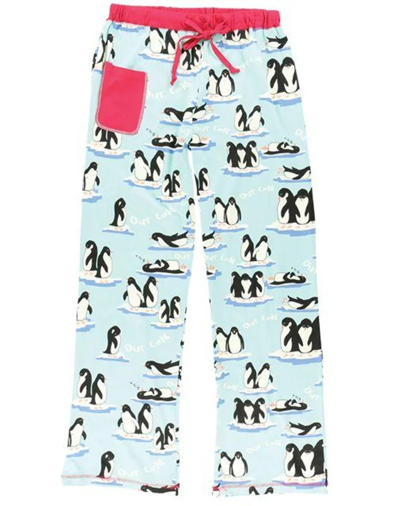 Пижамные штаны для мужчин и женщин на холодное Рождество, длинные зимние хлопковые Пижамные штаны для всей семьи с пингвином