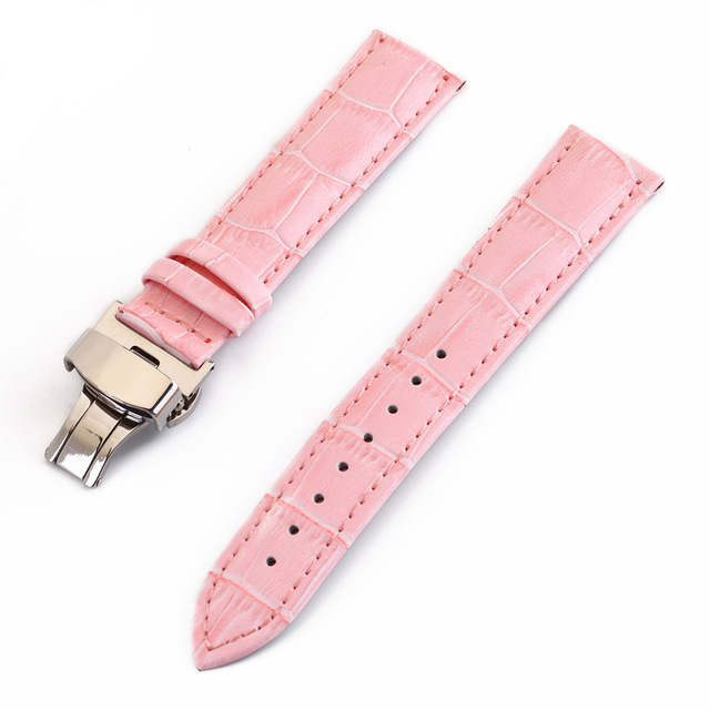 Pattern Watchstrap 12 13 14 15 16 17 18 19 20 21 22 24mm Genuine Leather Watch Band Metal Butterfly Buckle Wrist Belt
