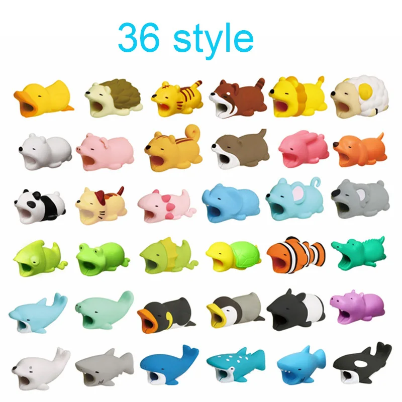 

Kawaii Animal Cable Protector Bite for Android Iphone Cable Winder Panda Phone Holder Accessory Organizer Doll Model Funny