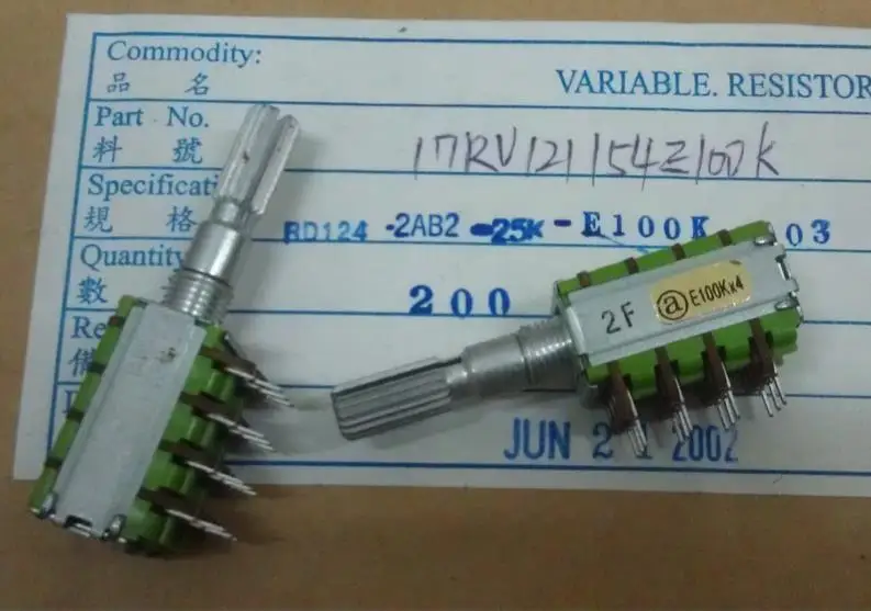 

1pcs Taiwan ALPHA Alfa RD124F-25 precision potentiometer, E100K*4 axis long, 25MM quadruple, 12 feet