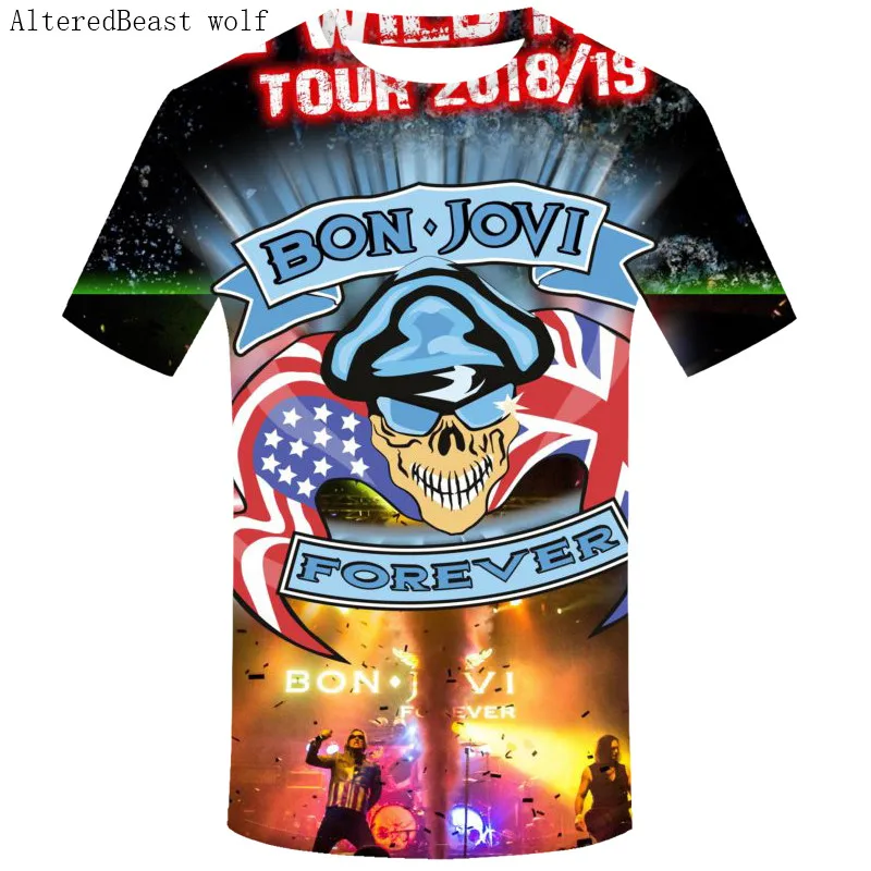Мужская футболка Bon Jovi с принтом на заказ мужские летние футболки металлическим