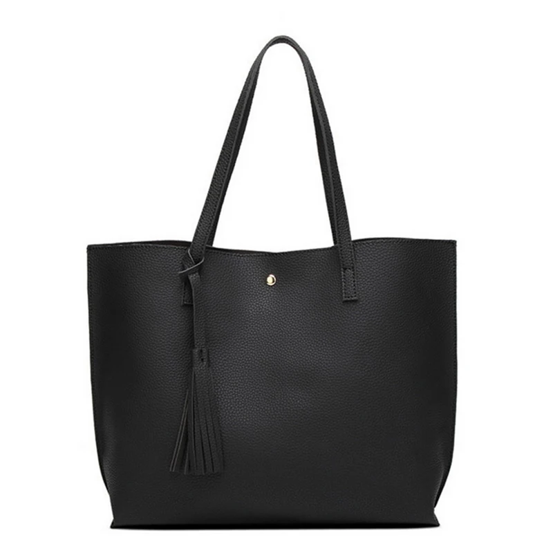 HEFLASHOR женские сумки-мессенджеры кожаные повседневные сумки с кисточками женские сумки винтажные Большие размеры качественные сумки на плечо - Цвет: black 36x11x30cm