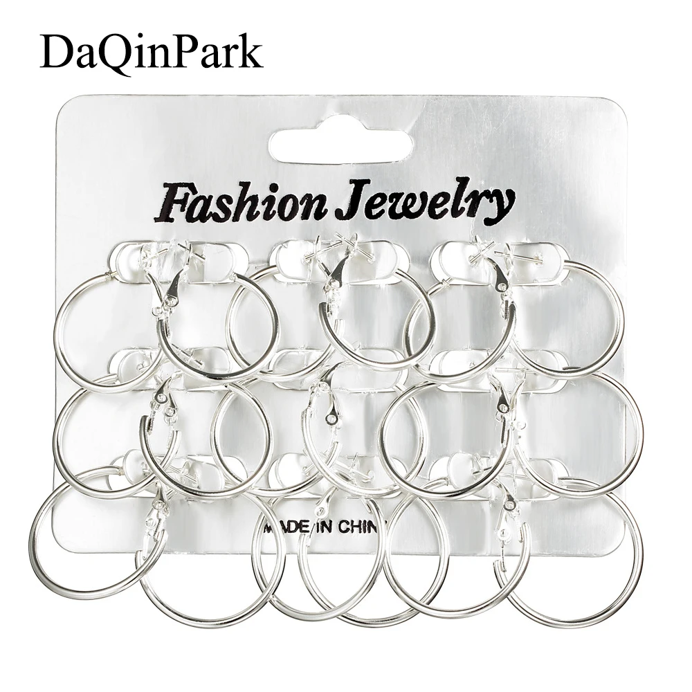 

Silver Color Smooth Hoop Small Round Circle Earrings Set for Women Men Fashion Loop Earring Ear Jewelry Pendientes 9 Pairs/lot