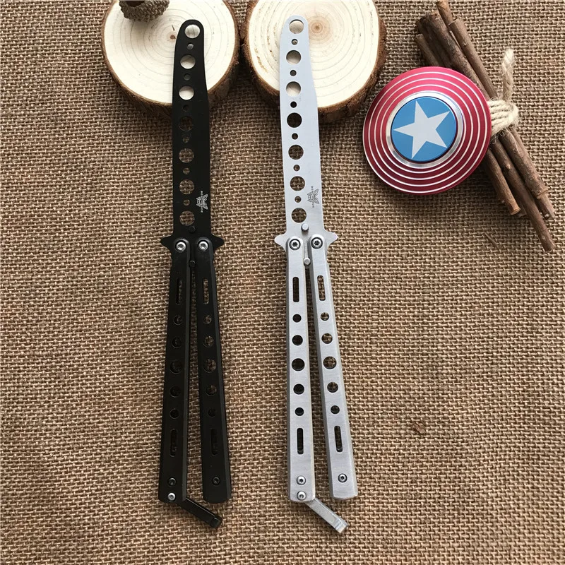 Mirrored folding balisong butterfly knife cs go trainner,dull blade no edge tool butterfly in