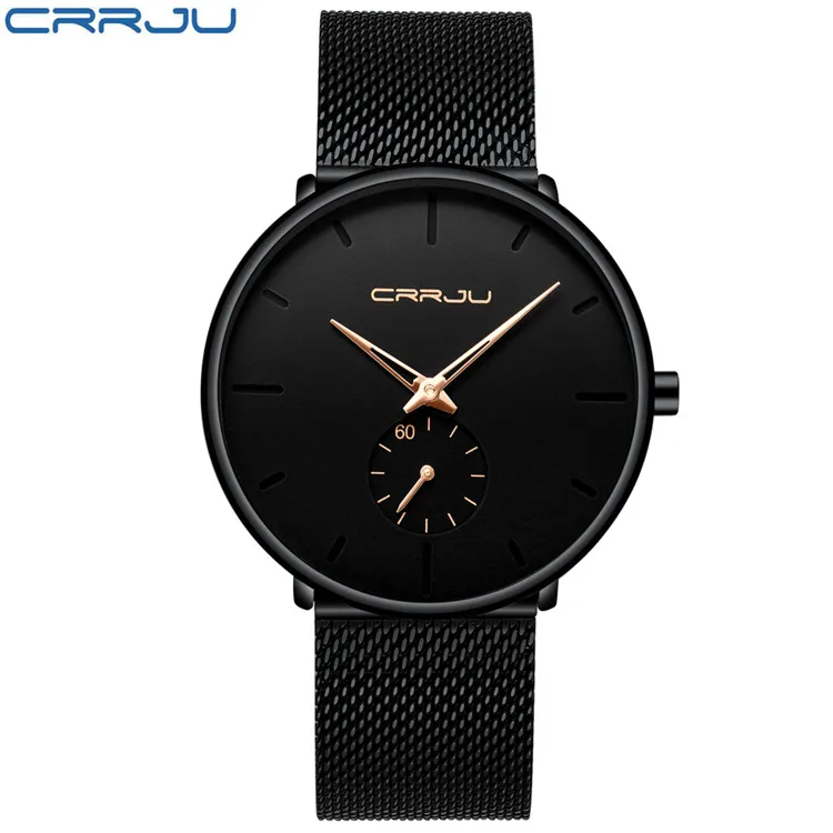 Ультра тонкие креативные черные кварцевые часы из нержавеющей стали Мужские Простые Модные деловые японские часы мужские Relogios - Цвет: black Rose gold