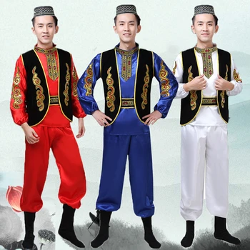 

Fashion Ethnic Styles dancing wear Set Xinjiang dance Costume for men fancy festival performance Uyghur cosplay clothing