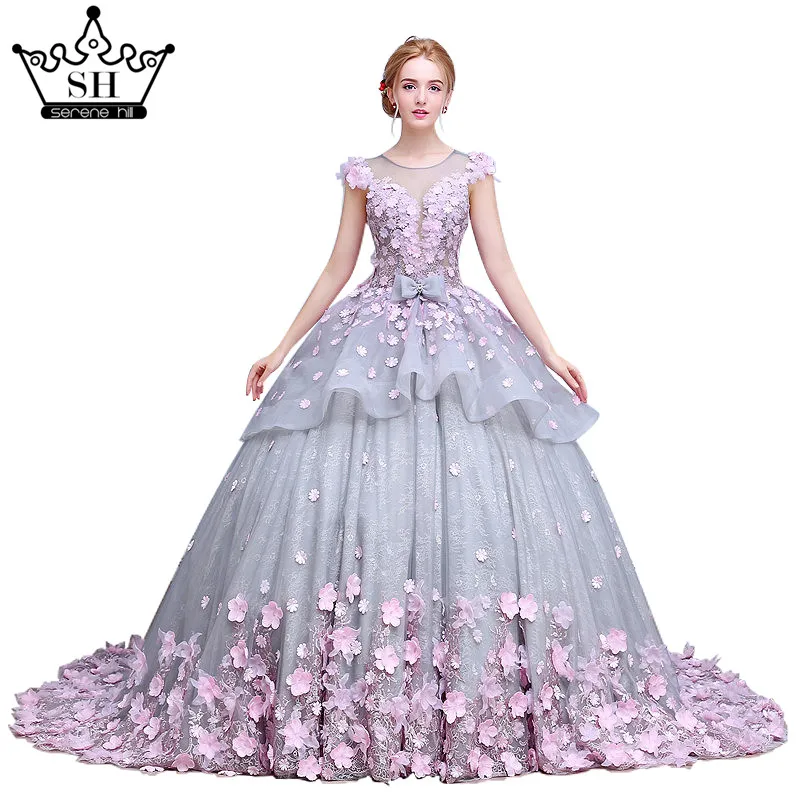 Pink Flower Ball Gown Wedding Dress Bridal Dress Robe De Mariage Mariee