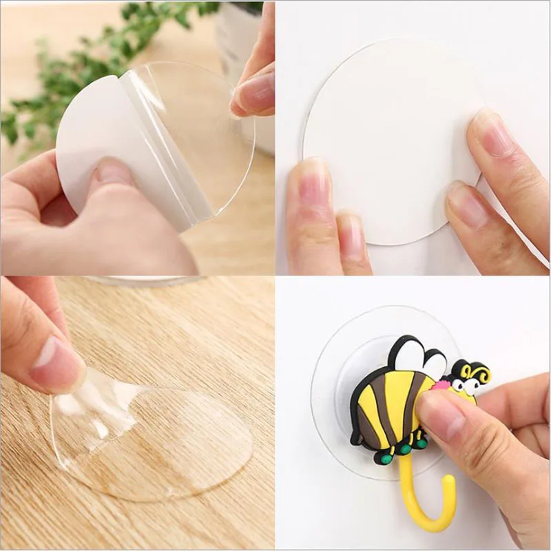 

Home Decor Seamless Cup Gel Magic Wall Sticker 10pcs Double Sided AdhesiveTape Hook Suction Tiles Reuseable Transparent Fixate