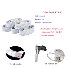 500 шт. белый 1 м 3 фута 8pin ios 12 USB кабель для зарядного устройства для iPhone 5c 5S 6 6s 7 8 X зарядные шнуры с коробкой