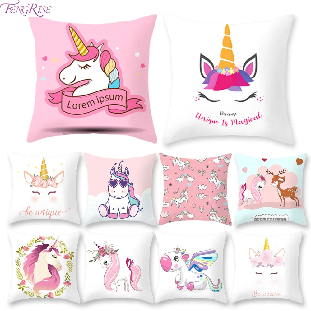 

FENGRISE Peach Unicorn Pillow Covers Decorative Unicorn Party Cushion Cover Unicorn Birthday Decoration Home Sofa Car Pillowcase