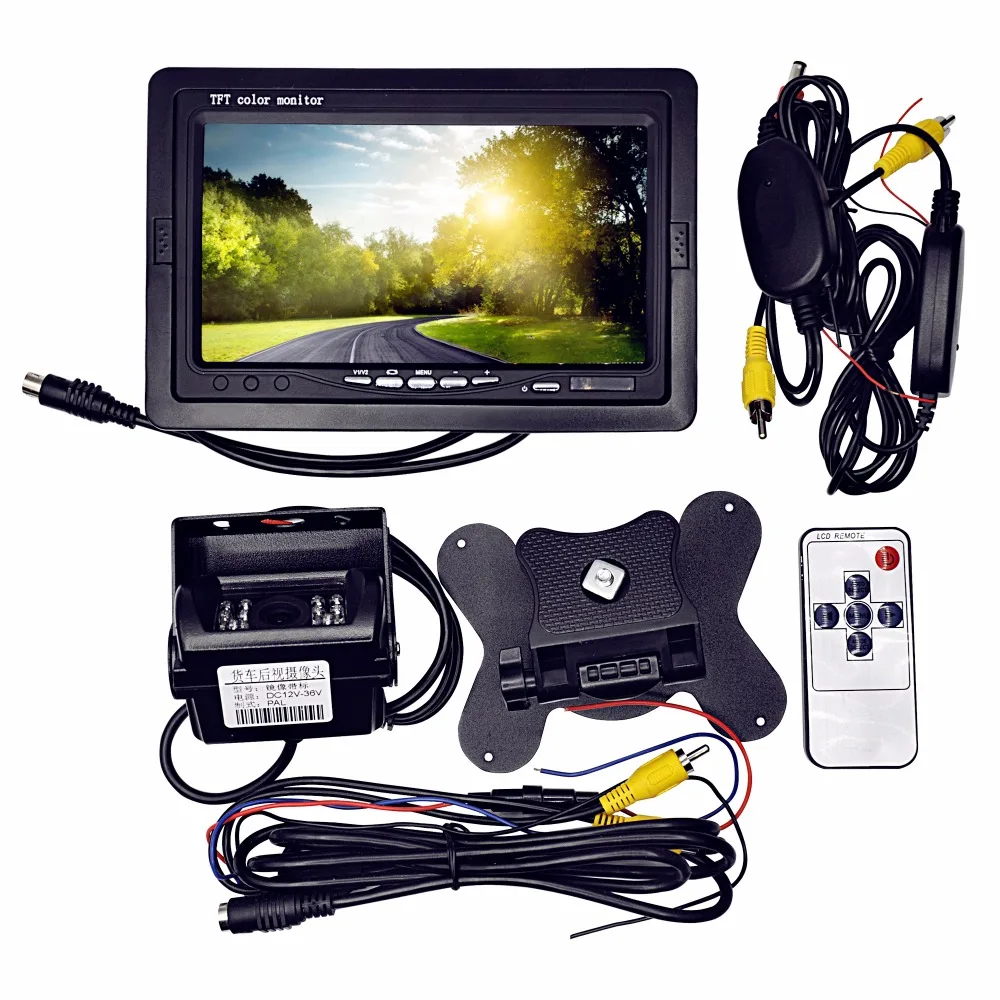 

12V 24V Car Backup Camera Rear View Wireless IR Night Vision Backup Camera Waterproof Kit + 7" TFT LCD Monitor Parkin