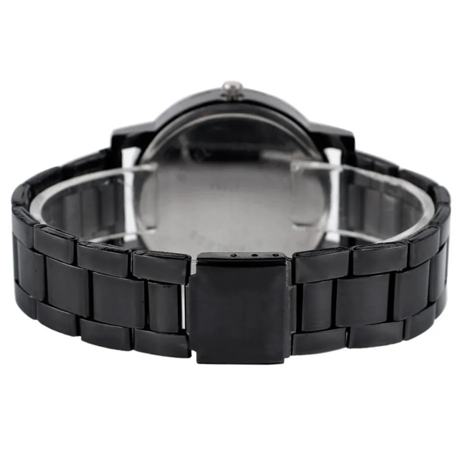 Kevin 2017 Creative Watches Sun Day Night Moon Dial Wave Black Stainless Steel Quartz Men Wristwatch Casual Women Relogio Clock (5)