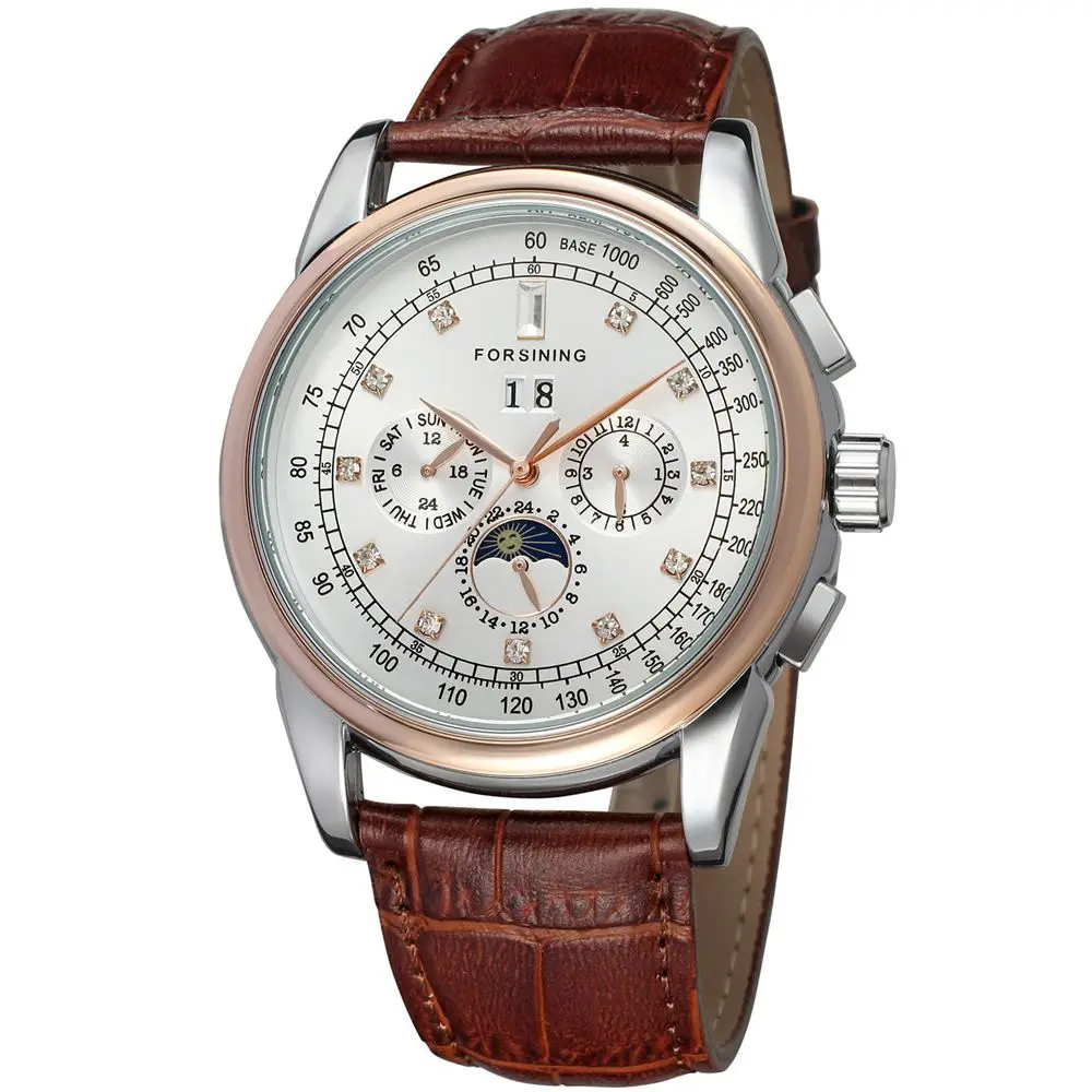 2017 forsining роскошных людей день/неделю moonphase кристалл из нержавеющей стали