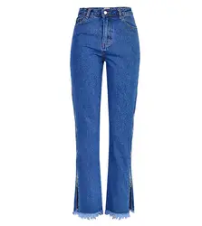 Карандаш Ленточки Для женщин Брюки для девочек середины талии длинные брюки Мотобрюки Джинсы для женщин джинсовая одежда 2018 высокое
