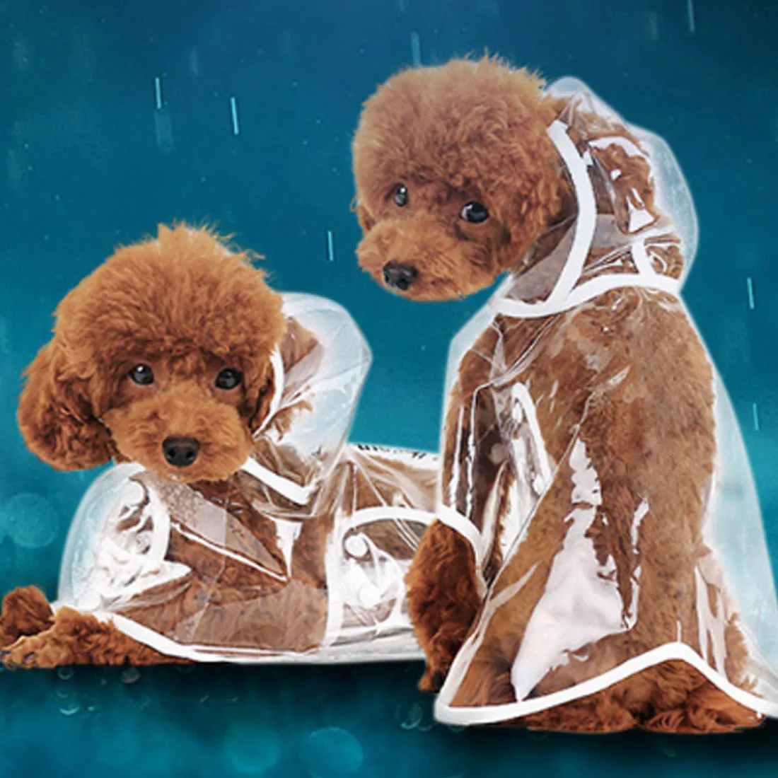 Transparent Pet Dogs Raincoat with Hood PVC Waterproof Rain Coat Puppy