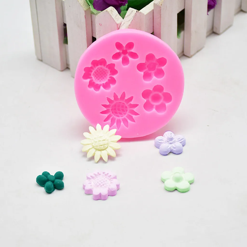 

2019 New Five-Hole Flower Silicone Fondant Icing Mould Wedding Cake Mold Decoration Drop Shipping