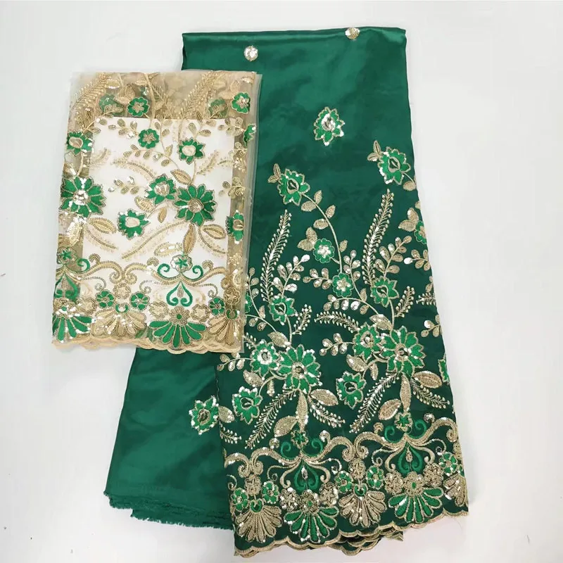 

Hot sale best quality sequins african george fabric with blouse fabric african tulle net lace for green nigerian wedding WHA1-1