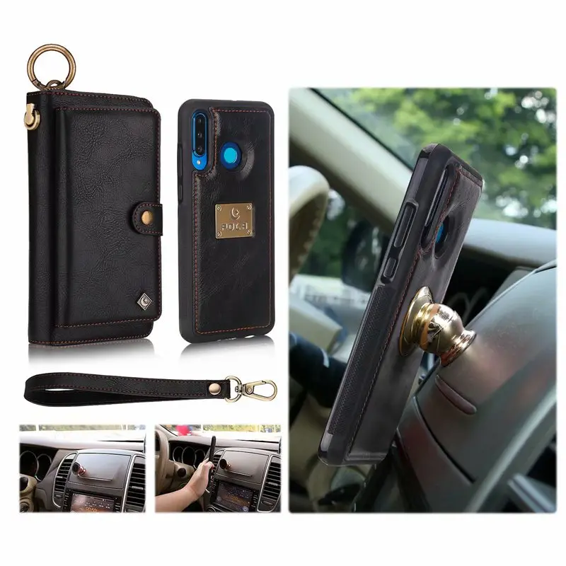 Purse Wristlet Phone Case For coque huawei p30 pro lite nova4e Funda Etui Luxury Leather Protective Wallet Phone Shell Cover bag