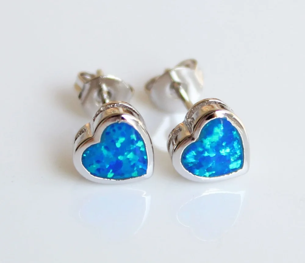 Серьги в форме сердца с голубым/белым огненным опалом|opal earrings|fire opal earringswhite fire