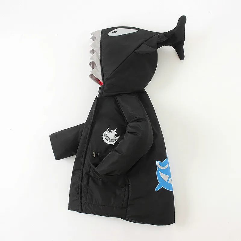 

2018 new Korean version of shark hood children thickening cartoon for boy polyester down jacket with an anti-wind cap