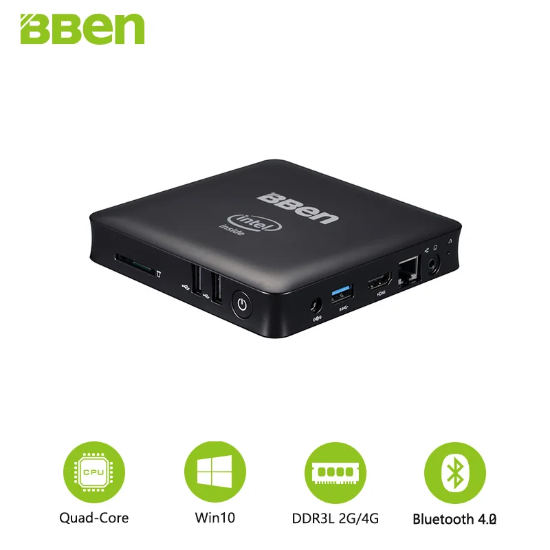ТВ приставка Bben mini smart TV Box intel Quad Core z8350 cpu WiFi Bluetooth4.0 Lan порт DDR3 2 ГБ/4 ГБ ОЗУ 32 ГБ/64 Гб
