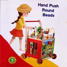 Baby wooden Four Wheel Balance First Steps Car Early Educational Adjustable Baby Walker Kids Toddler Trolley Sit-to-Stand Walker baby walker four wheels multi functional go cart with musical piano writing board early learning educational first step car