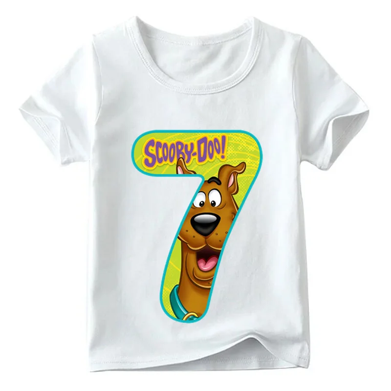 Boys and Girls Cartoon Scooby Doo Number 1~9th Print T shirt Baby Funny Cute T-shirt,Kids Birthday Present Clothes,ooo2427 - Цвет: ooo2427 G