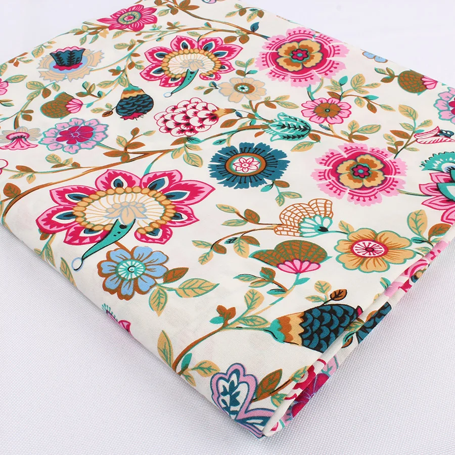 Цветущая хлопковая ткань с цветочным рисунком, поплин для женского платья, Лоскутная весенне-летняя одежда